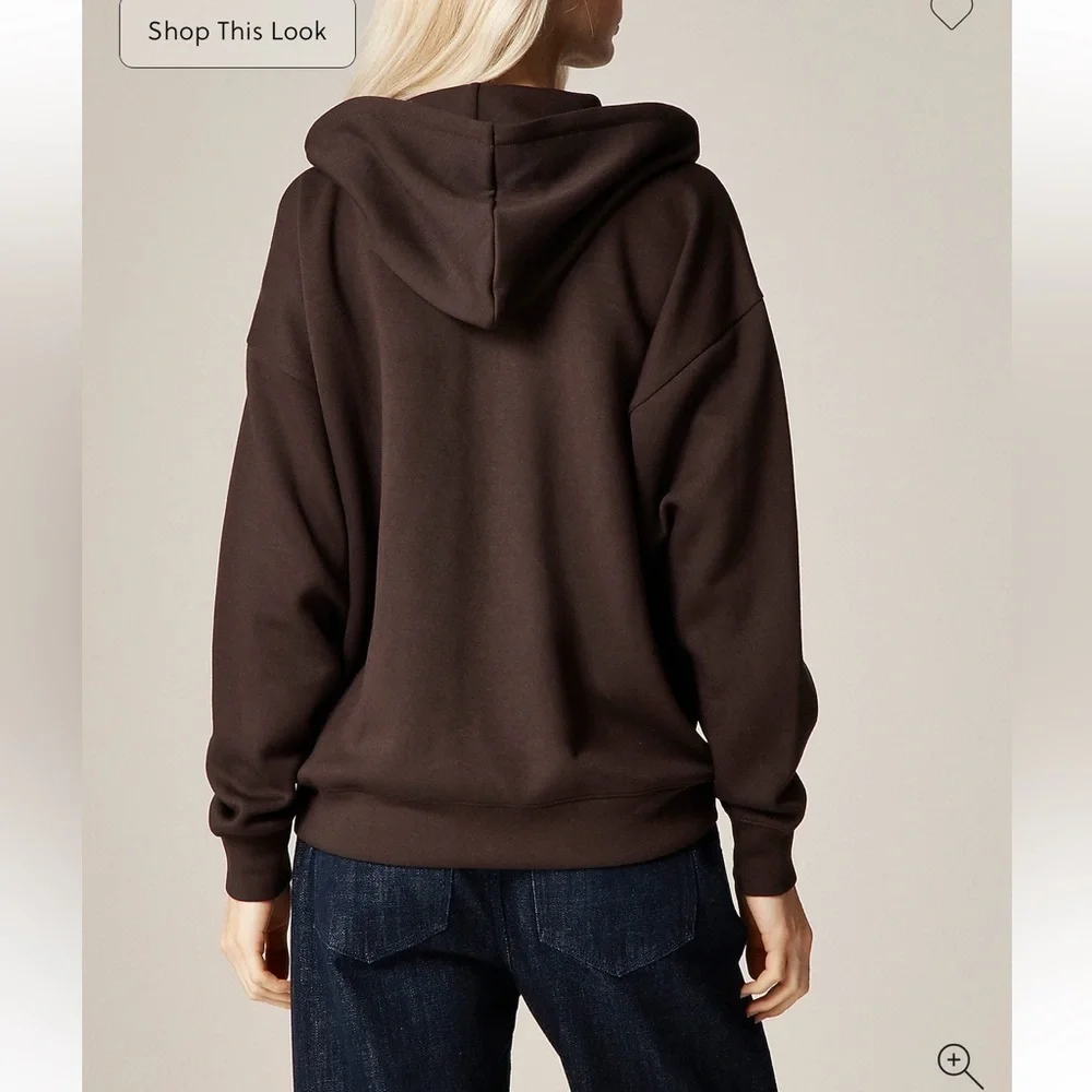NEW Alex Eagle X J.Crew scuba-knit full-zip hoodie chocolate patch CO751 $168